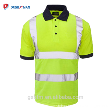 ANSI/ISEA 107 Class 2 Custom 100% Polyester Security Reflective Polo Short Sleeve High Visibility Hi Vis Work Safety T Shirt